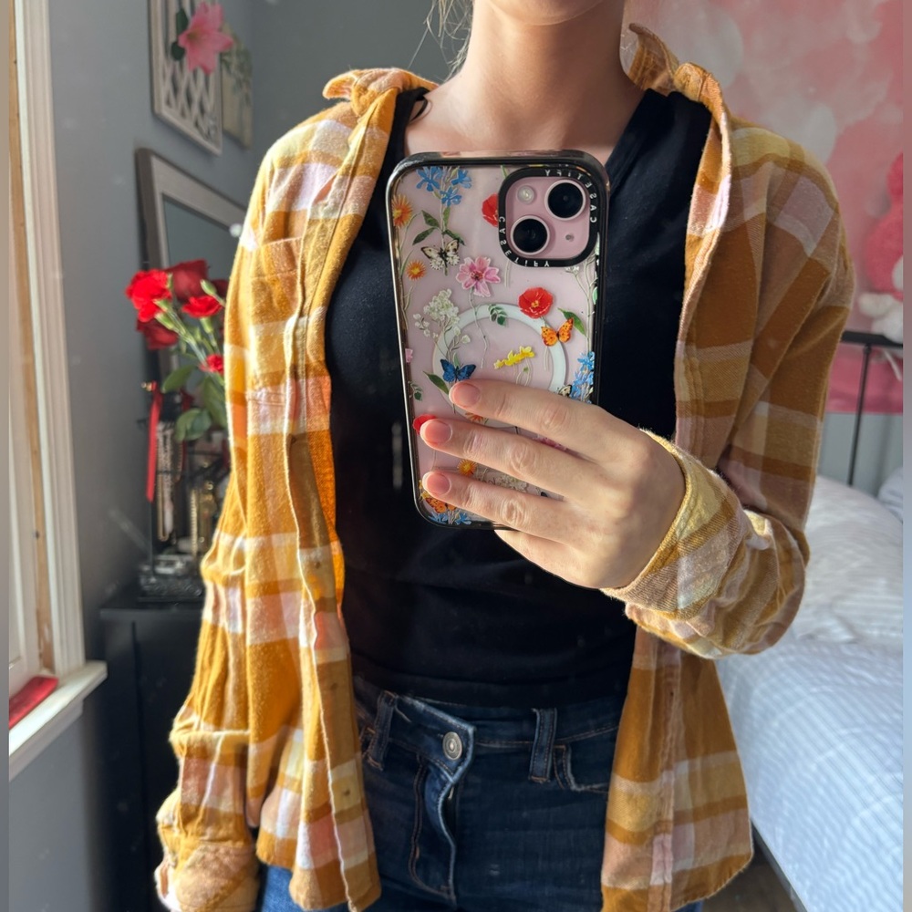 Sonoma Mustard and Pink Plaid Shirt